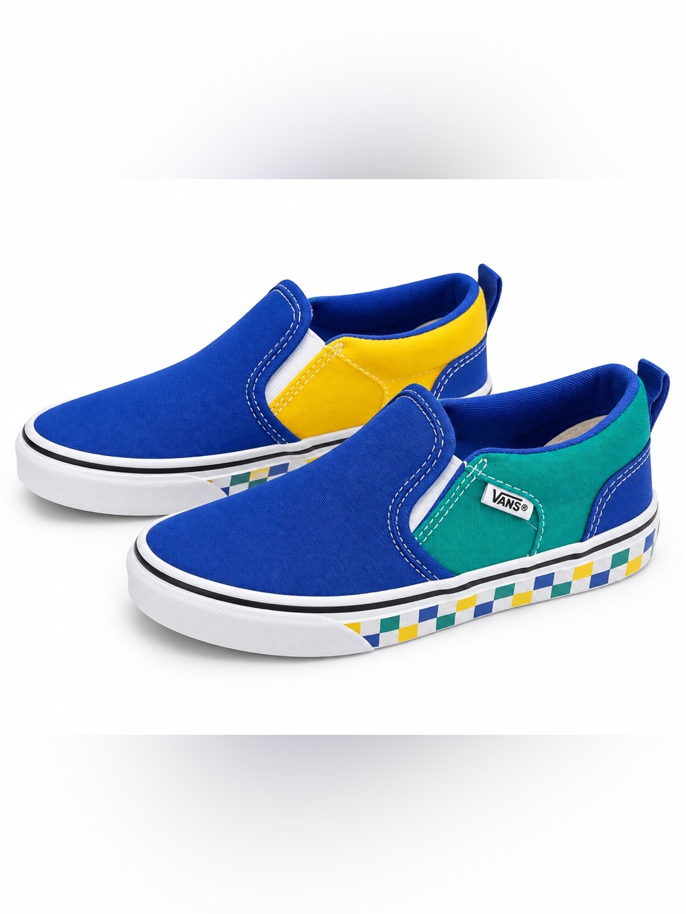 Vans Classic Slip-On Colourblock Checkerboard Youth Size 2